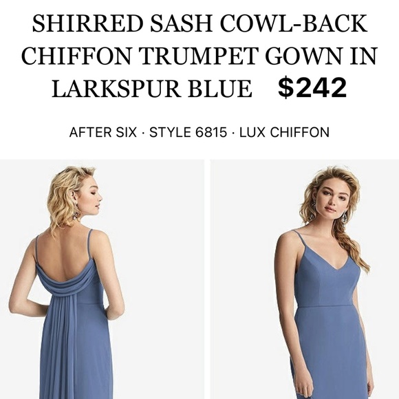 After Six Dresses & Skirts - After Six (Dessy Group) Blue Bridesmaid Dress, Style 6815